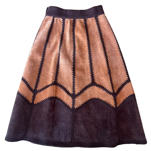 Vintage 1970s Two-Tone Leather Skirt by Altman’s of Dallas