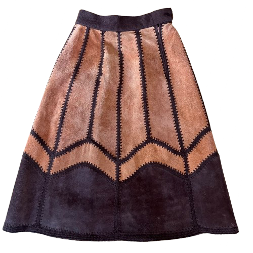 Vintage 1970s Two-Tone Leather Skirt by Altman’s of Dallas