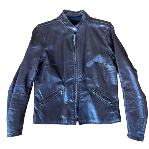 Vintage Brooks Leather Sportswear Dark Brown Motorcycle Jacket with Mandarin Collar