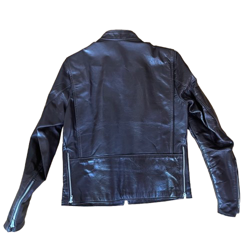Vintage Brooks Leather Sportswear Dark Brown Motorcycle Jacket with Mandarin Collar