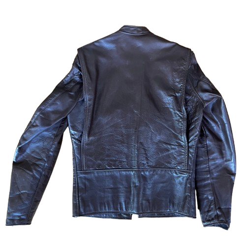 Vintage Brooks Leather Sportswear Dark Brown Motorcycle Jacket with Mandarin Collar