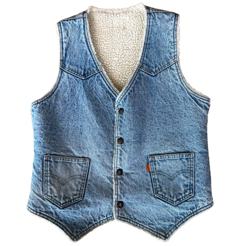 Vintage 70's Levi's Orange Tab Denim Vest with Sherpa Lining