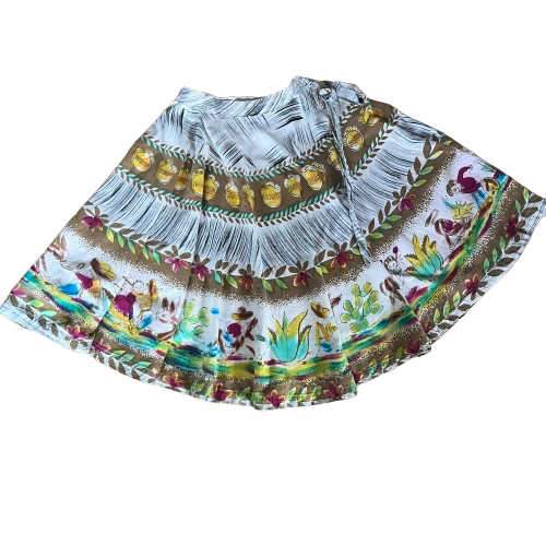 Vintage Mexican Wrap Style Skirt with Donkey and Village Girl Graphics